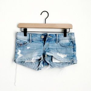 Hollister Light Wash Distressed Denim Shorts